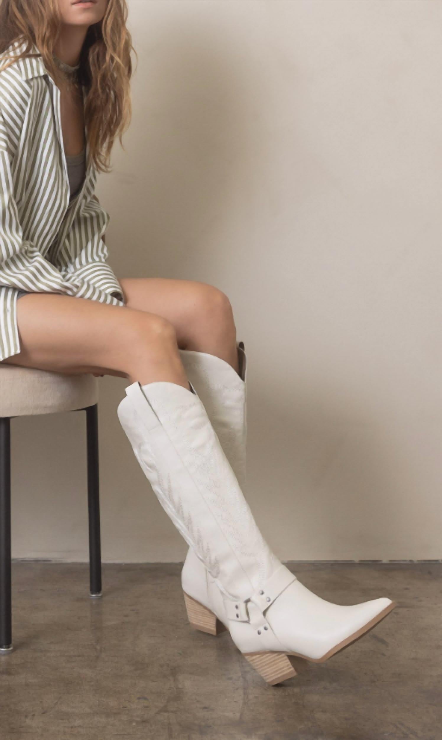 OASIS SOCIETY Women's Faye Western Boot in white - women's shoe - view 4