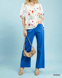 Umgee - Button Stretch Wide Leg Pants