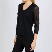 Hinson Wu Daisy 3/4 Sleeve Sweater in black - women's sweater - alternate view