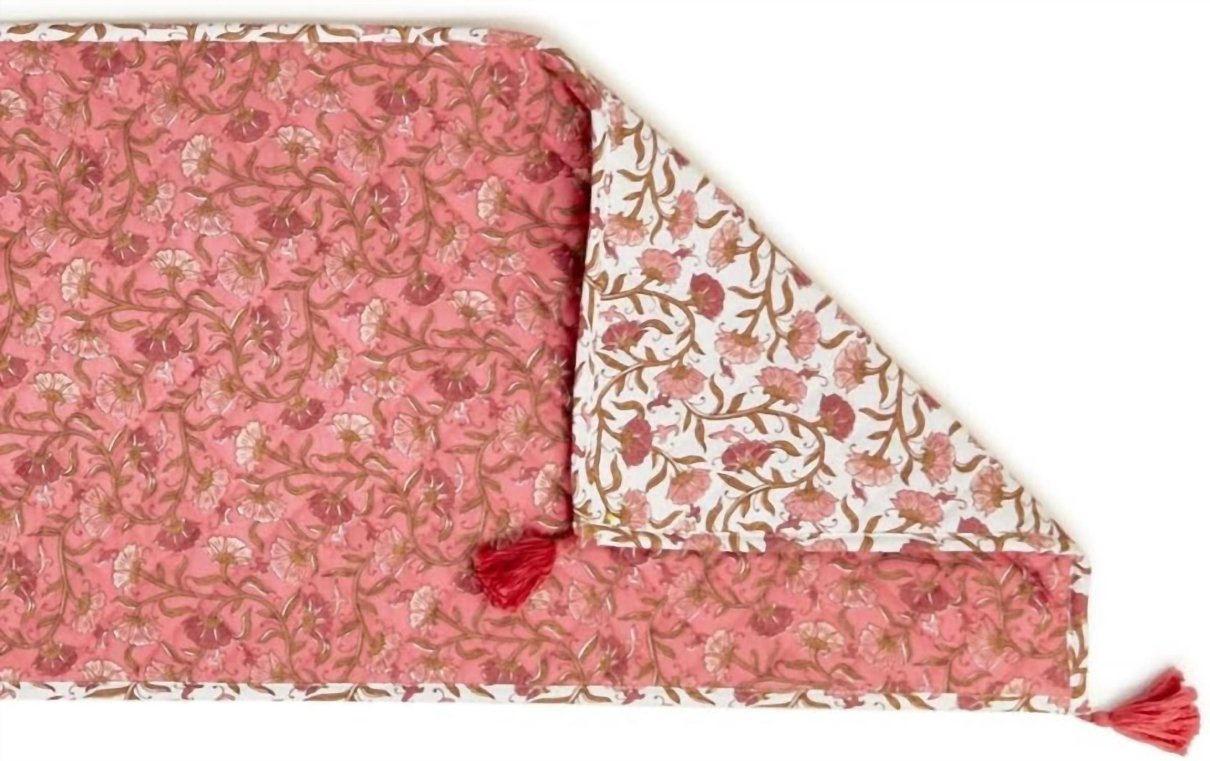 Two'S Company - Women's Quilted Double-sided Reversible Table Runner With Tassels