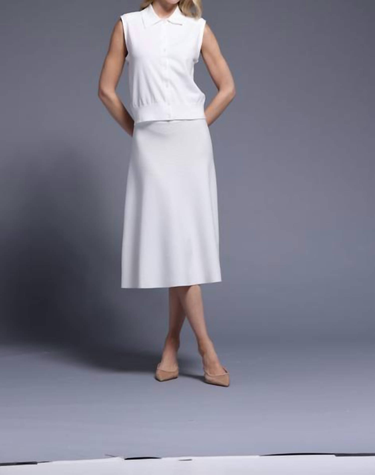 Minnie Rose - Button Front Sleeveless Polo Top