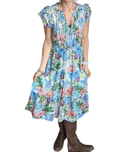 Ee:Some - Floral Print Ruffle Hem Midi Dress