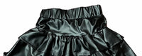 Tweenstyle Girl's Pleather Tiered Skirt in black - kids' skirt - detail view