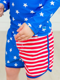 Rufflebutts - Boys Stars & Stripes Dolphin Hem Swim Trunks