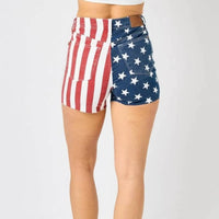 Judy Blue - High-waist American Flag Fray Hem Shorts