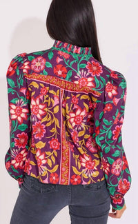 Alden Adair Oliver Top in medieval floral 1 - women's blouse - detail view