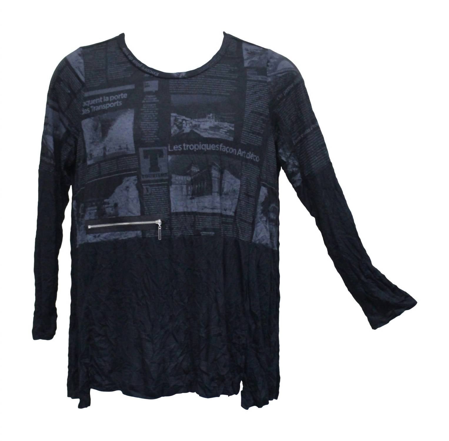 Comfy Usa - Women's Newsprint Crinkle Top