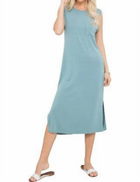 Sweet Lovely By Jen - Casual Knit Jersey Mid Length Dress - Plus