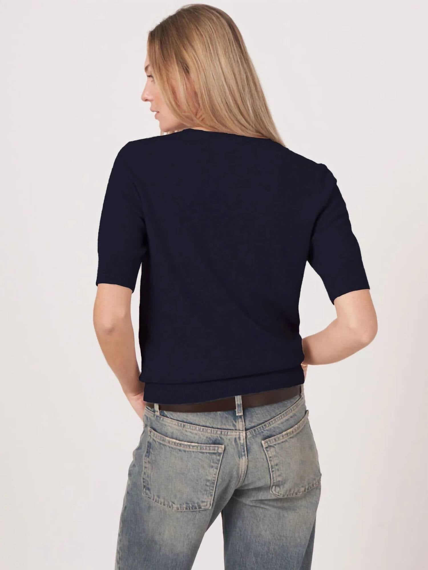 Repeat Cashmere - Short Sleeve Crew Neck Pullover Sweater