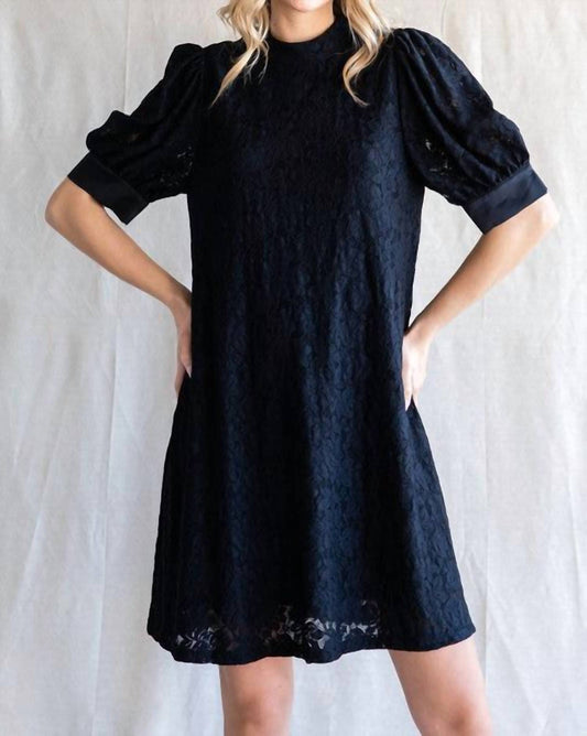 Jodifl - Low Mock Neck Lace Dress