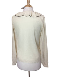 Anniewear - Women's Ruffle Chiffon Piping Long Sleeve Blouse