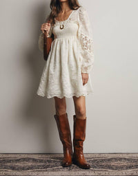 Forte The Ada Embroidered Lace Mini Dress in cream - women's dress - view 7