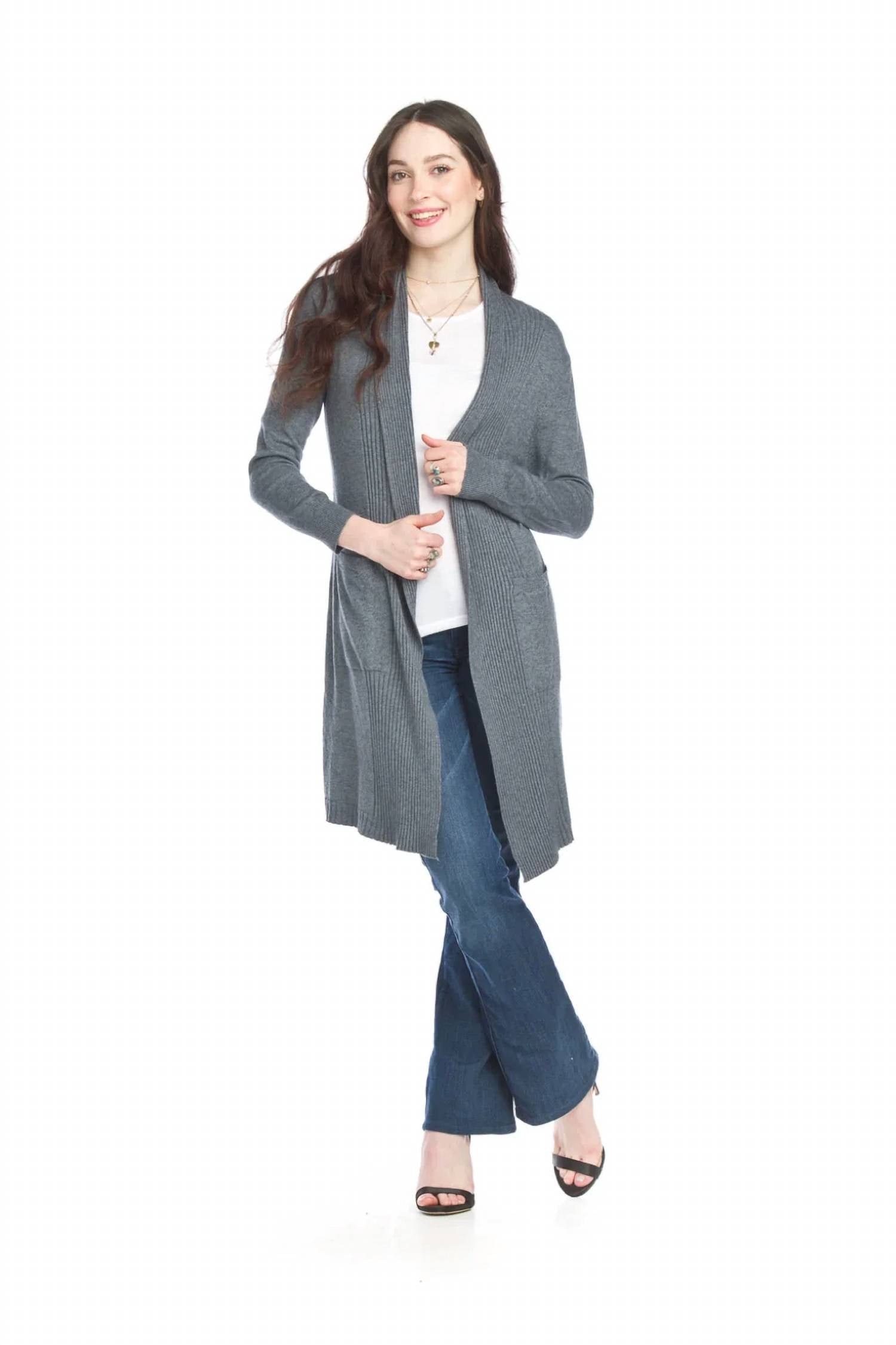 Papillon - Ribbed Pointelle Cardigan With Pockets