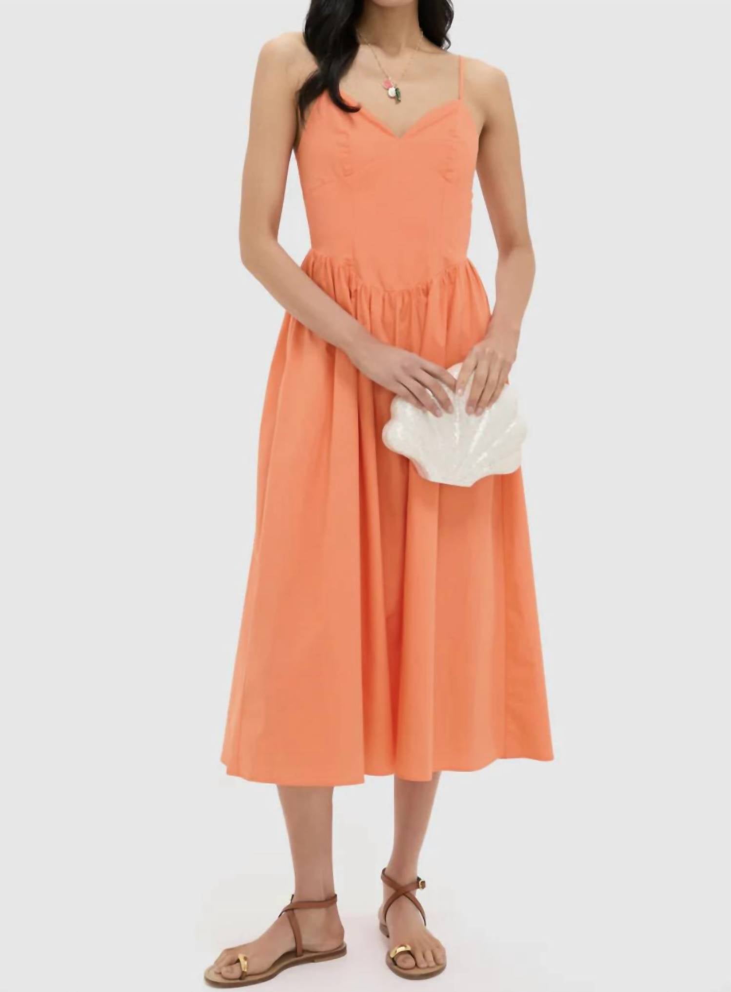 Moon River - V-neck Spaghetti Strap Midi Dress