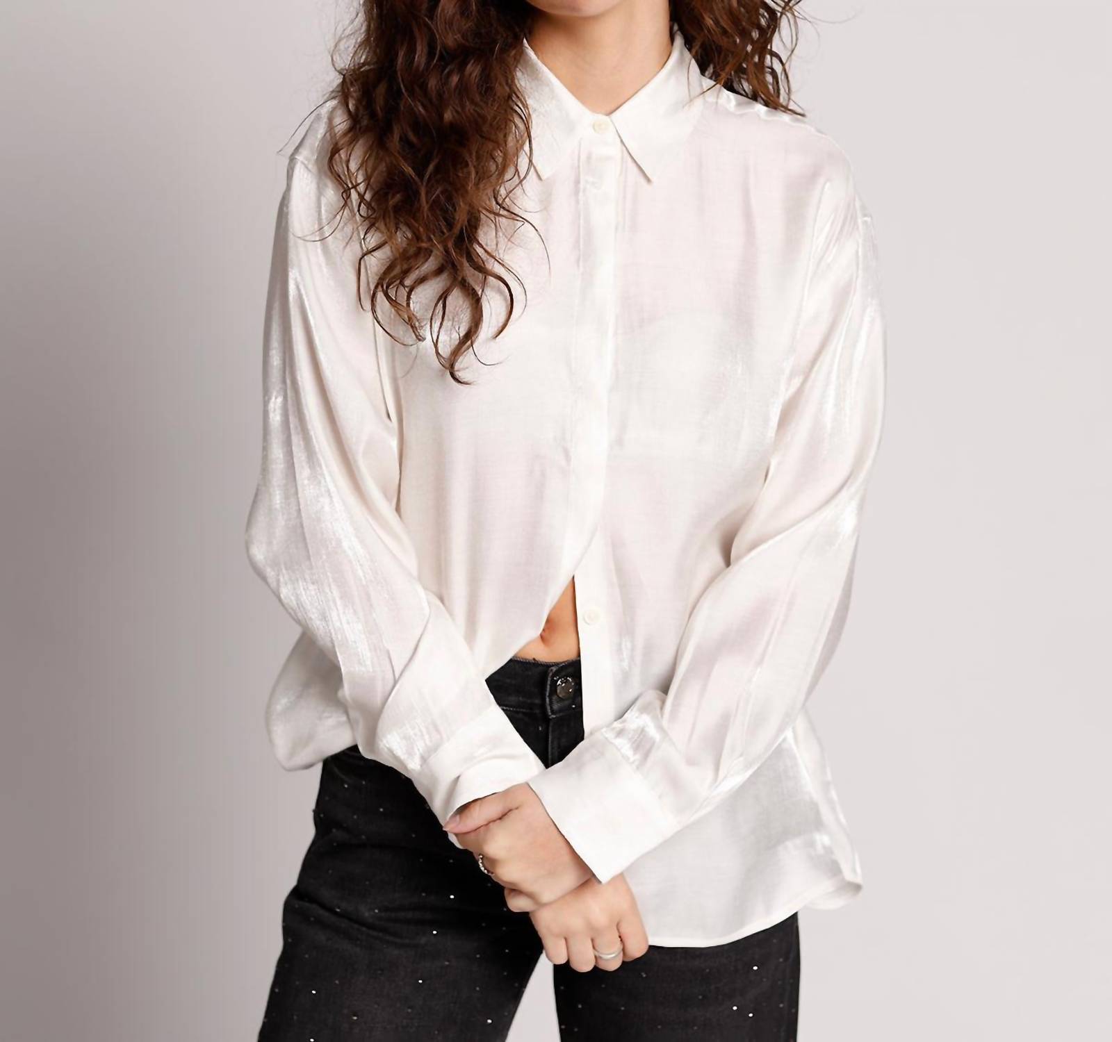 PISTOLA Tilda Long Sleeve Button Up Top in ecru - women's long sleeve top - view 4