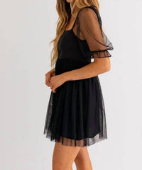 Le Lis - Tulle Mesh Babydoll Mini Dress