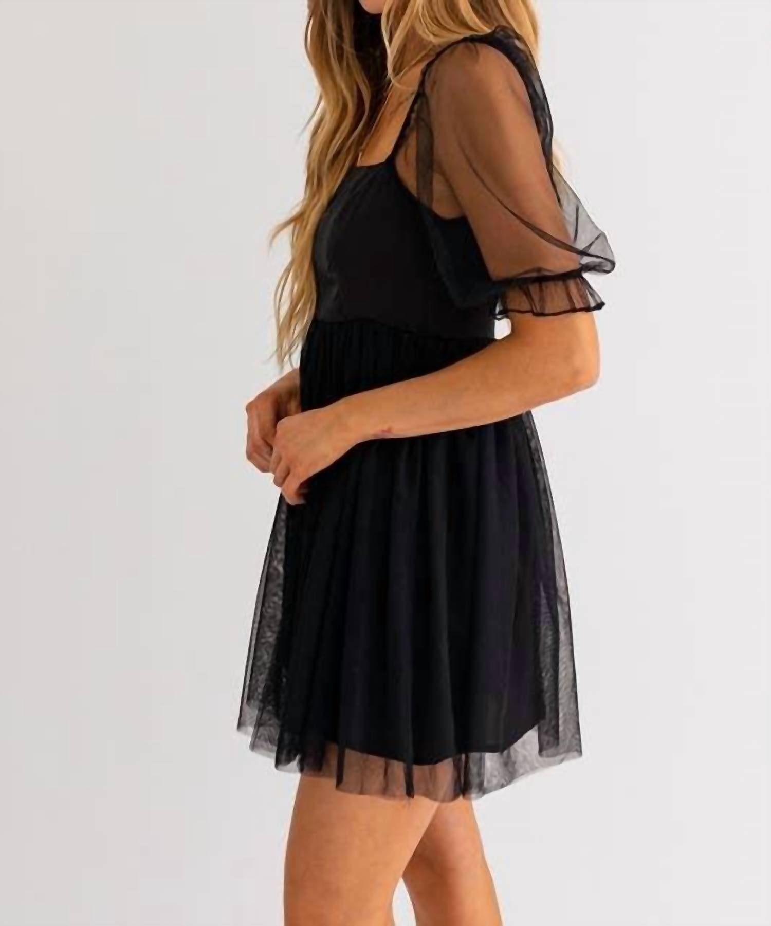 Le Lis - Tulle Mesh Babydoll Mini Dress