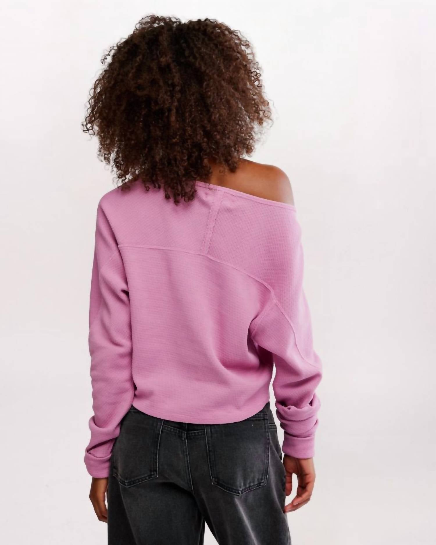 Free People Jess One-shoulder Top in orchid combo - women's blouse - detail view