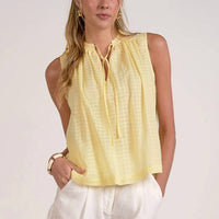 Elan - Woven Tie V-neck Sleeveless Flowy Top