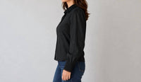 Elie Tahari - FRONT BUTTON EMBROIDERED TRIM COLLAR BLOUSE