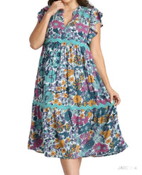 Umgee - Floral Ric Rac Midi Dress