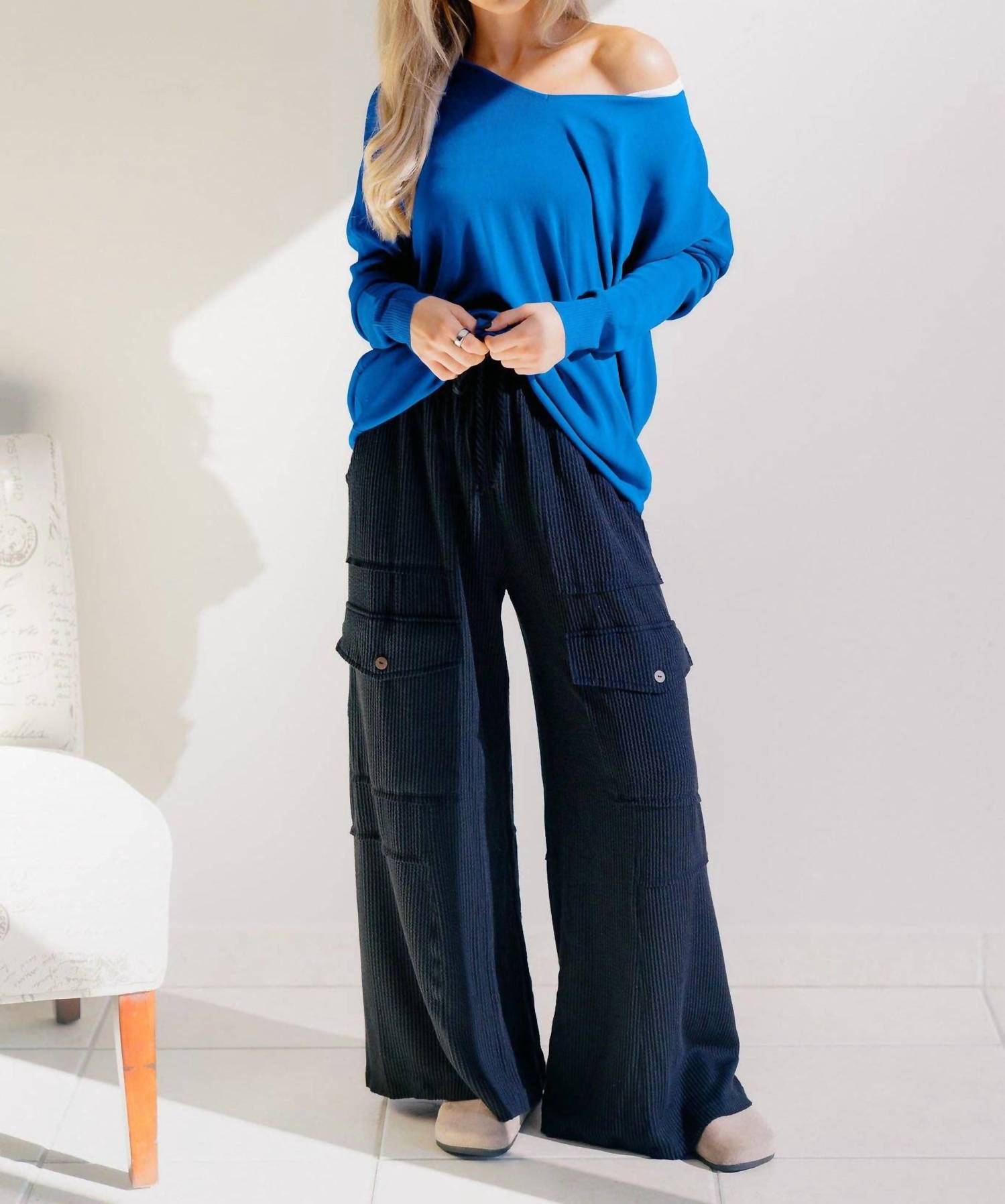 Sweet Lovely By Jen - Knit V Neck Sweater