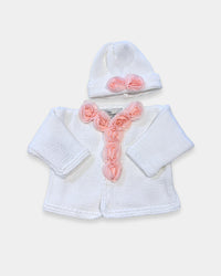 Gita - Girl's 2pc Sweater With Pink Chiffon Flowers