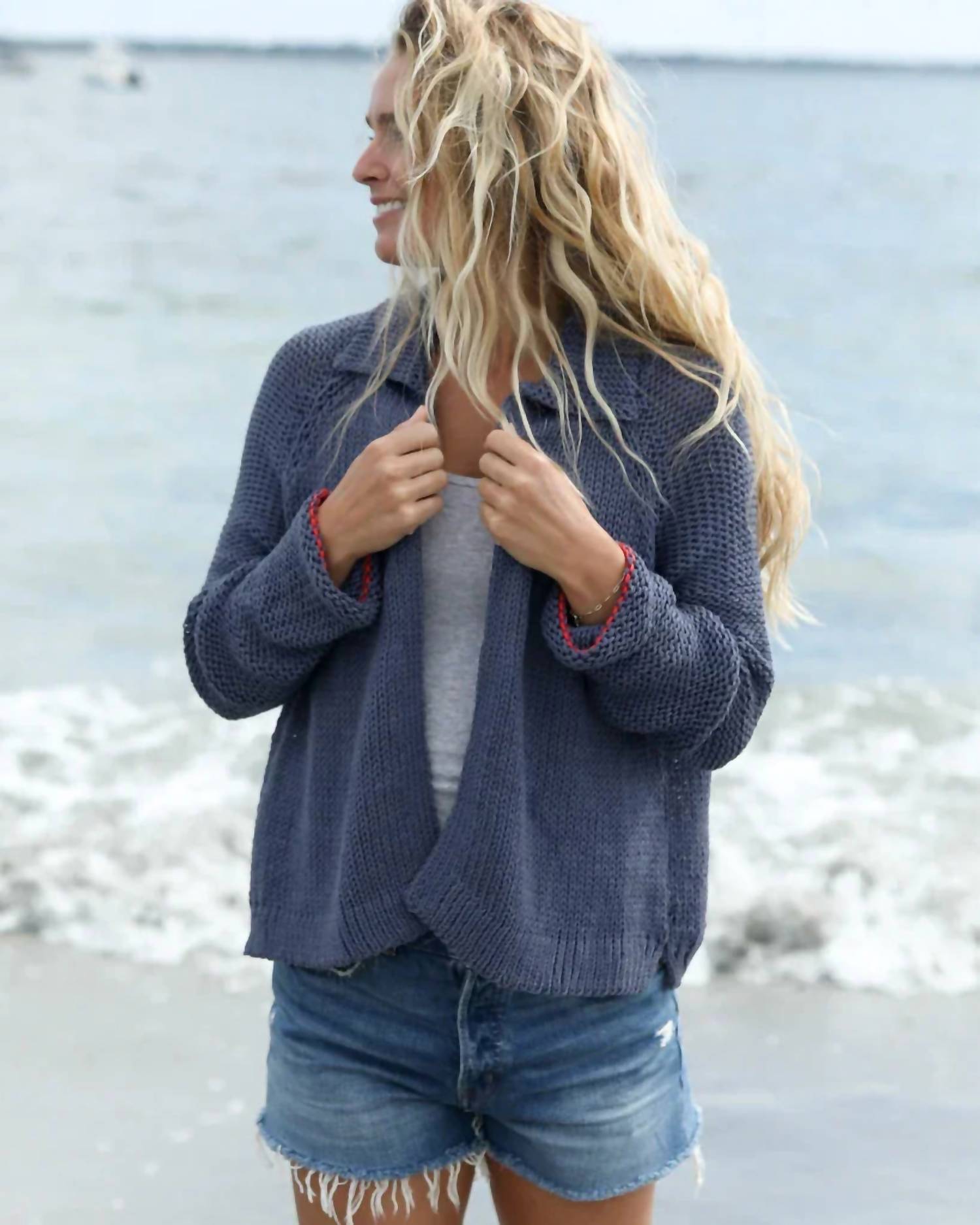 Wooden Ships - Heart Back Chunky Cotton Cardigan