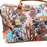 Glittering South - World Needs More Cowboys Western Graphic Large Weekender Tote