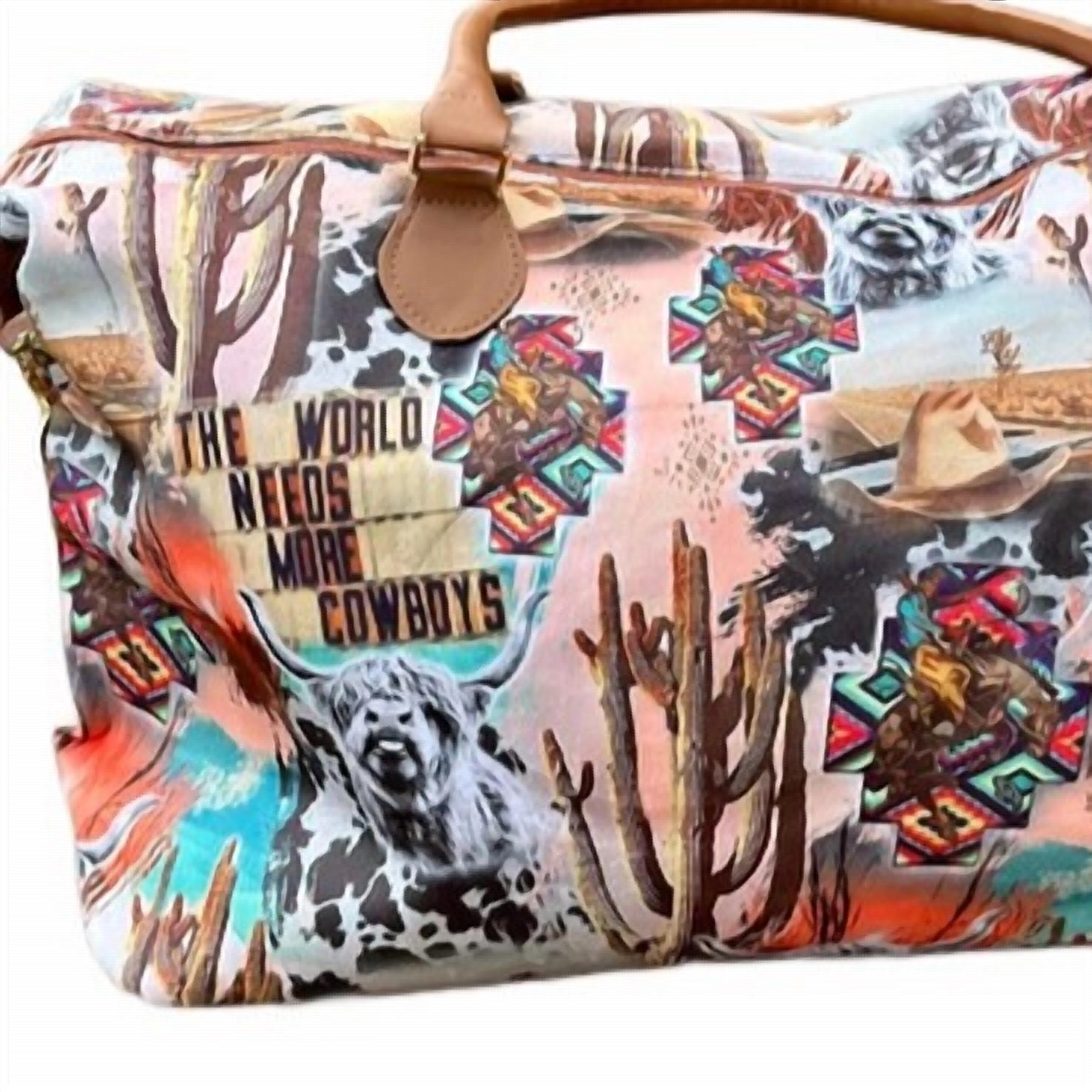 Glittering South - World Needs More Cowboys Western Graphic Large Weekender Tote