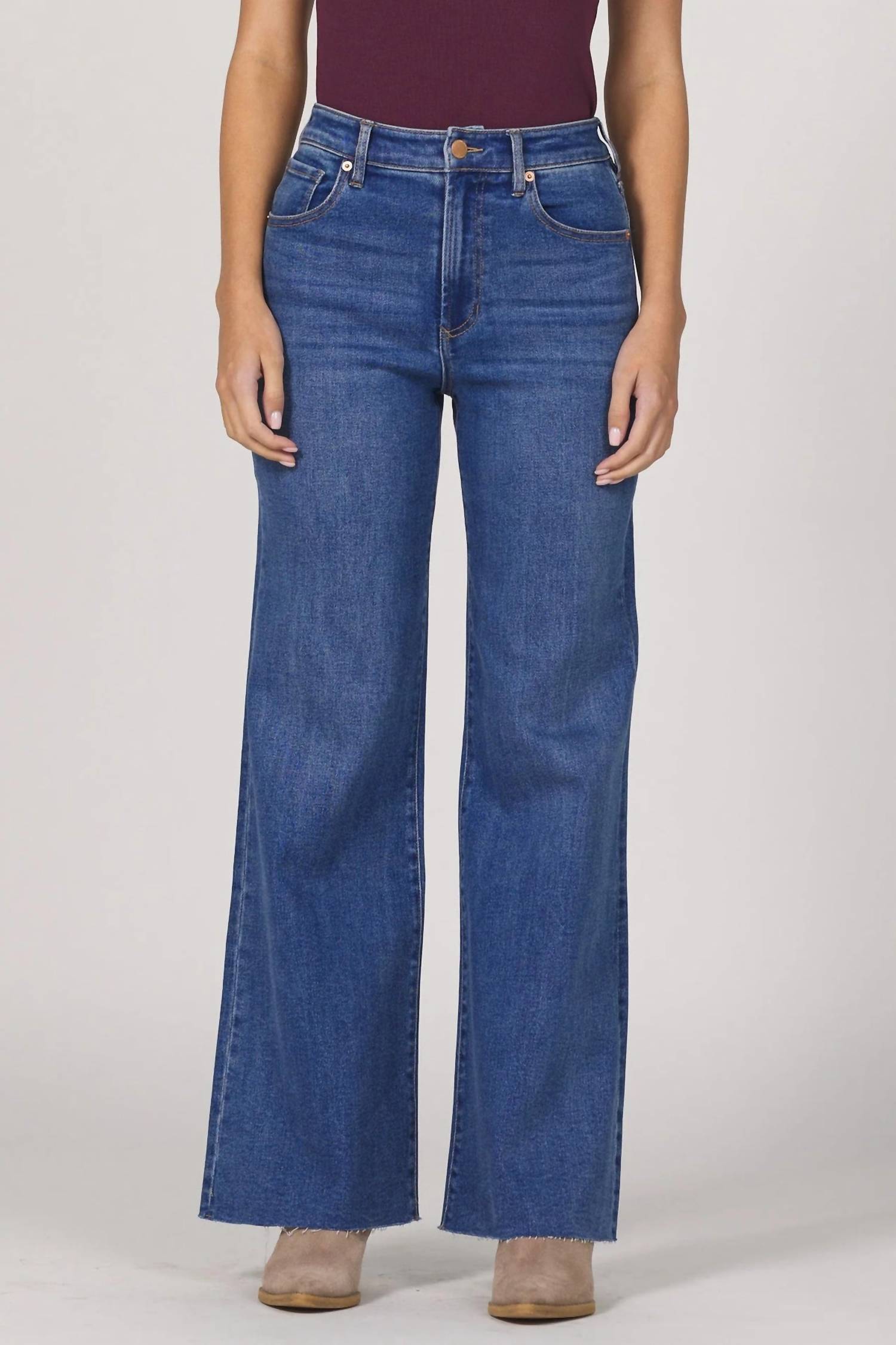Dear John Denim - Fiona Wide Leg Frayed Jeans