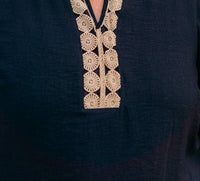 Multiples - 3/4 Sleeve Band Top With Lace