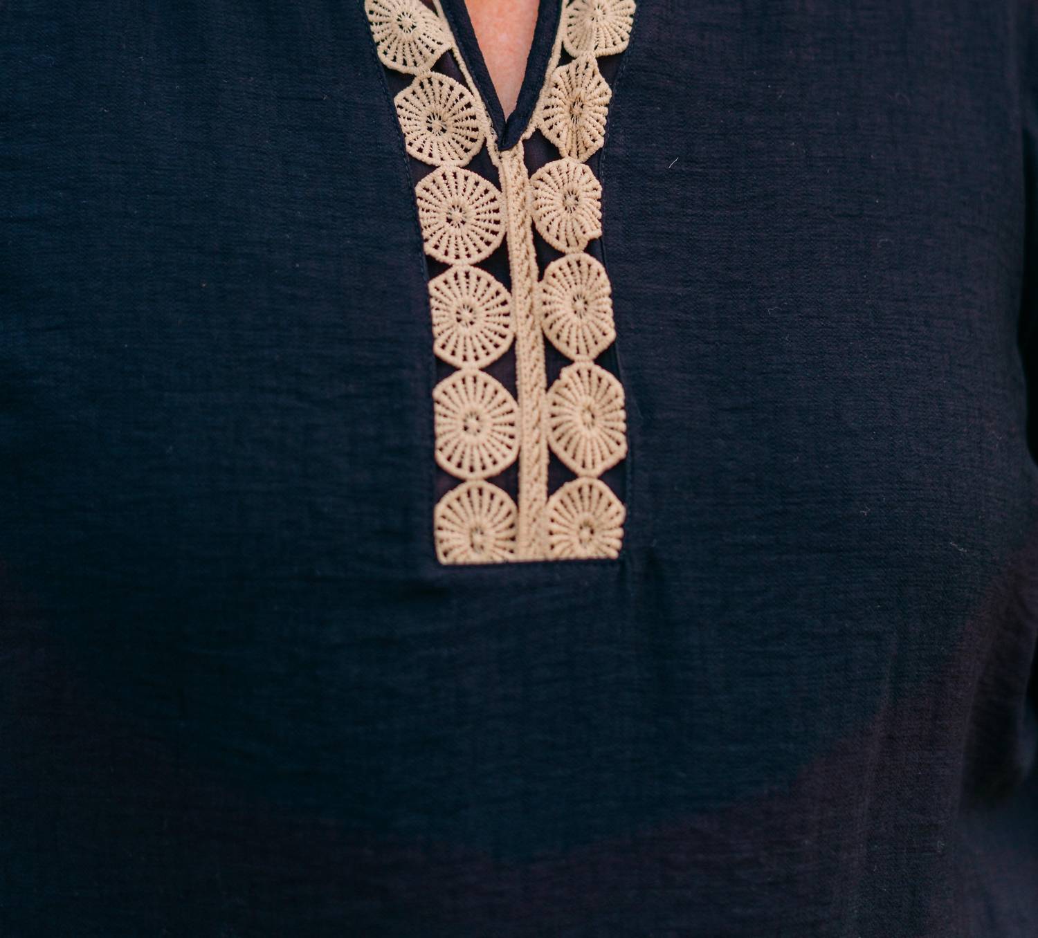 Multiples - 3/4 Sleeve Band Top With Lace
