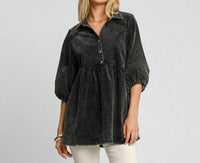 Umgee - Half Button Down Corduroy Tunic