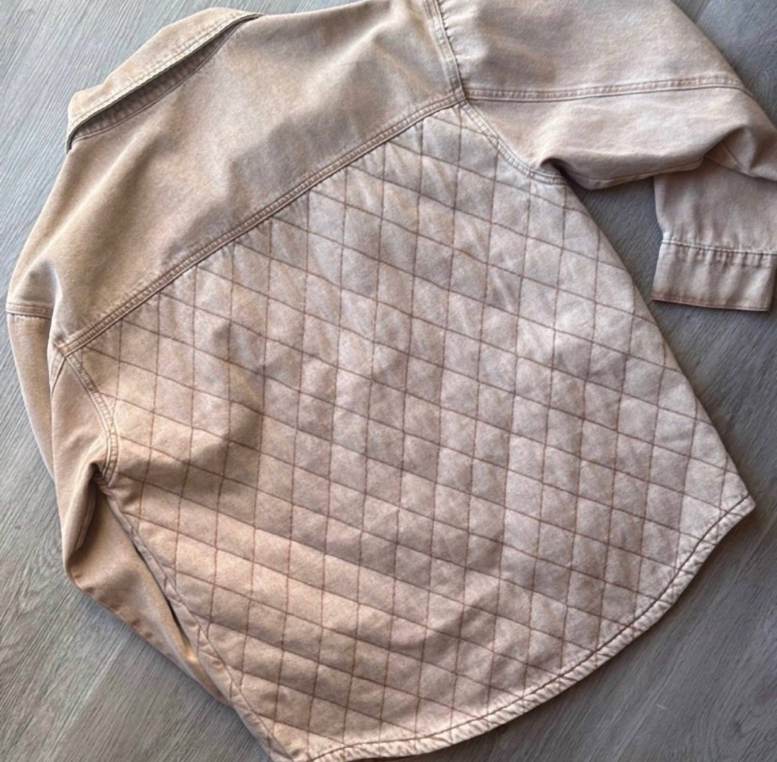 ee:some Women's Quilted Long Sleeve Jacket in beige - women's jacket - detail view