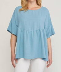 Entro - Round Neck Babydoll Top