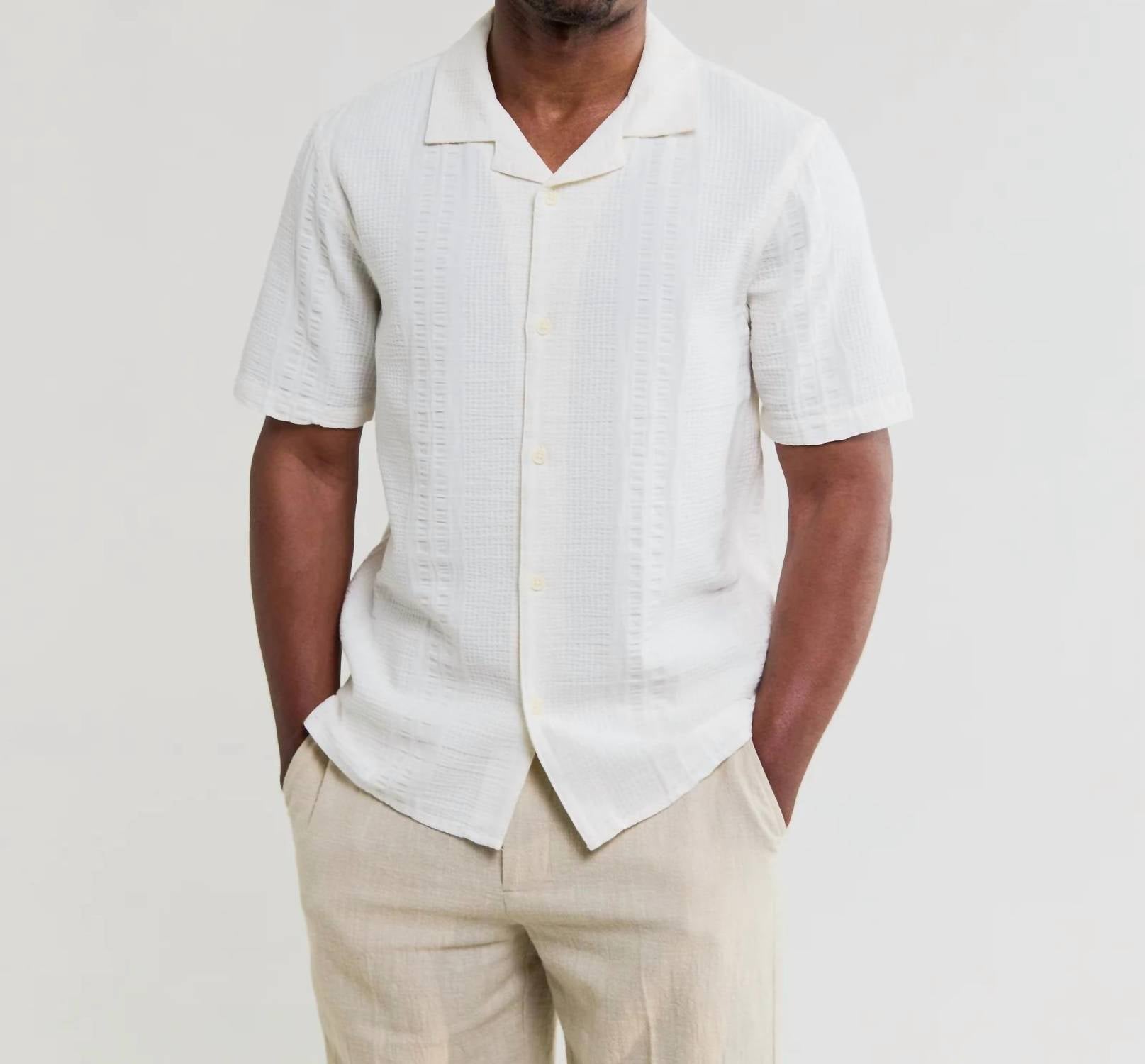 Wax London - Didcot Double-weave Seersucker Short-sleeve Shirt
