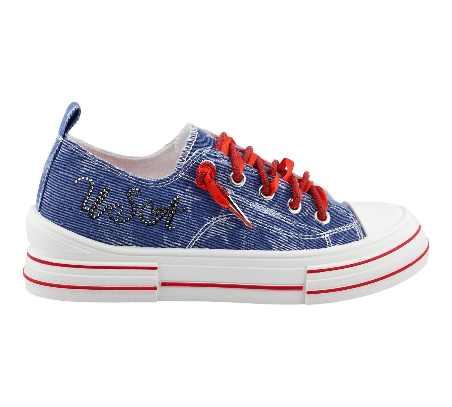 Very G - Women's Aman Usa Rhinestone And Satin Lace Up Sneaker
