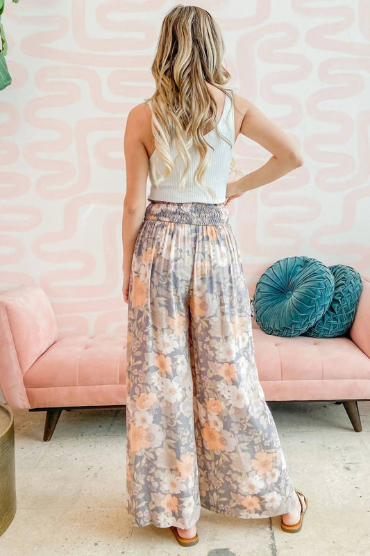 And The Why - Elizabeth Floral Side Slit Wide Leg Pant