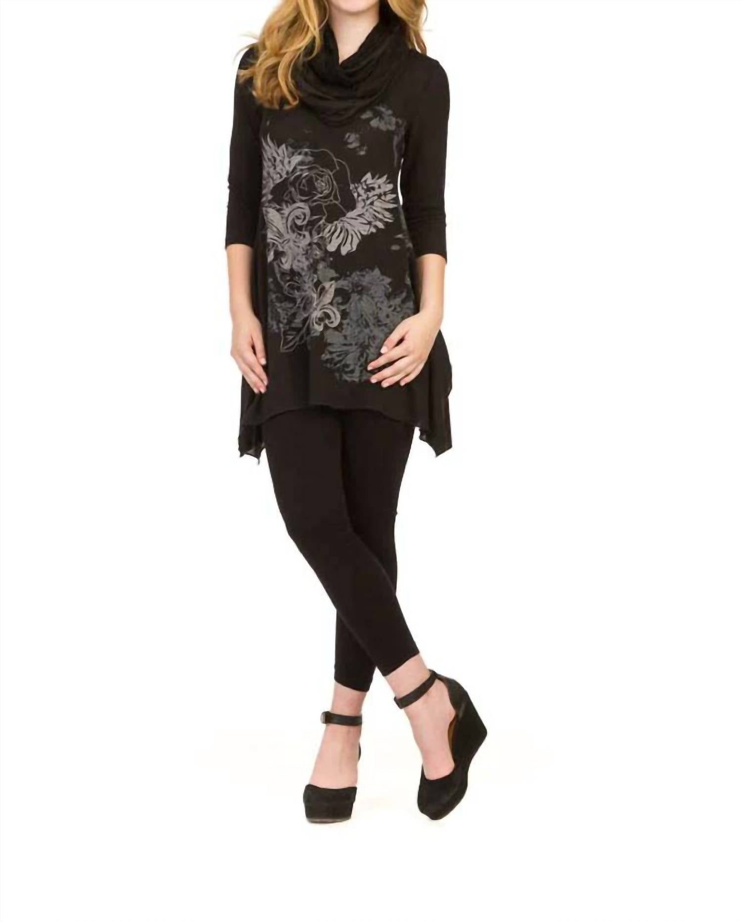 Papillon - Flower Print 3/4 Sleeve Tunic