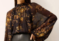 Marie Oliver Scottie Chiffon Blouse in black multi - women's blouse - alternate view