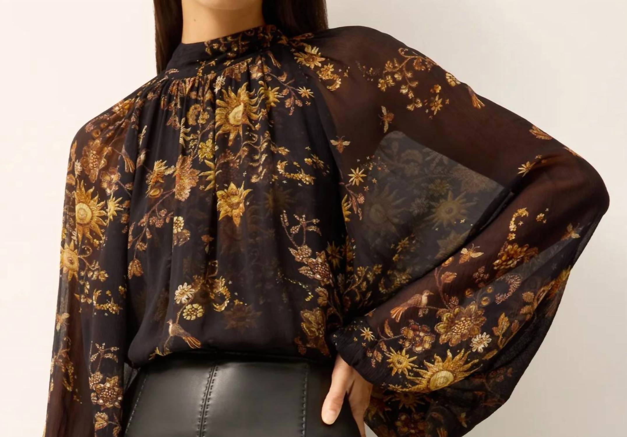 Marie Oliver Scottie Chiffon Blouse in black multi - women's blouse - alternate view