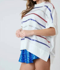Peach Love - Scarlett Stripe Sequin Top