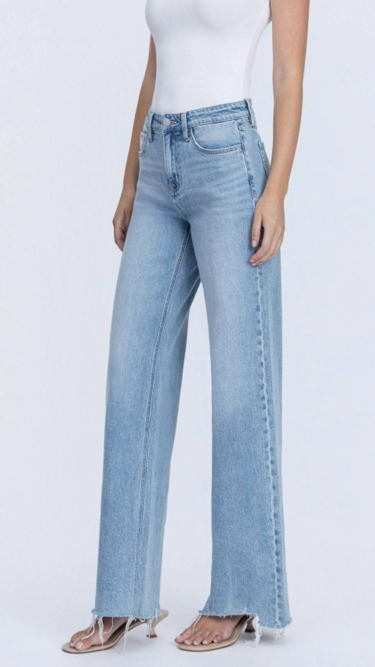 Flying Monkey - High Rise Full Length Raw Hem Wide Leg Jean