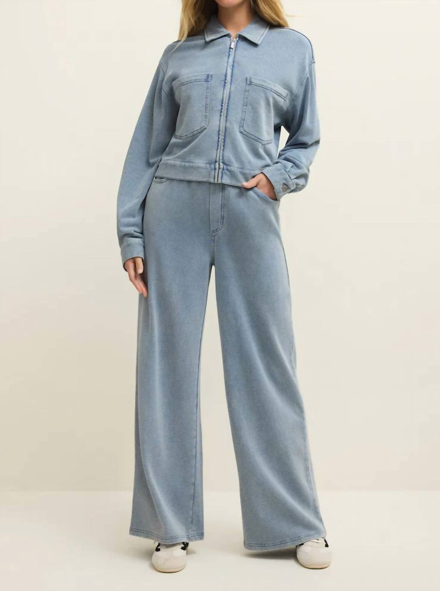 Z Supply Entourage Knit Denim Pant in ocean air indigo - women's pants