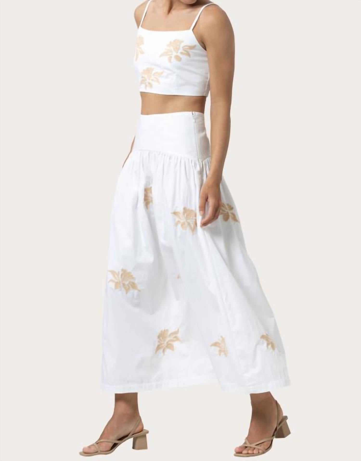 Lusana - Orchid Embroidery Poplin Top