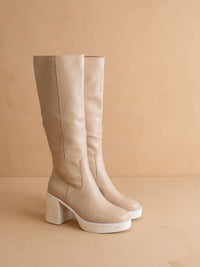 OASIS SOCIETY Women's Juniper Platform Knee-high Boots in beige - women's shoe - detail view
