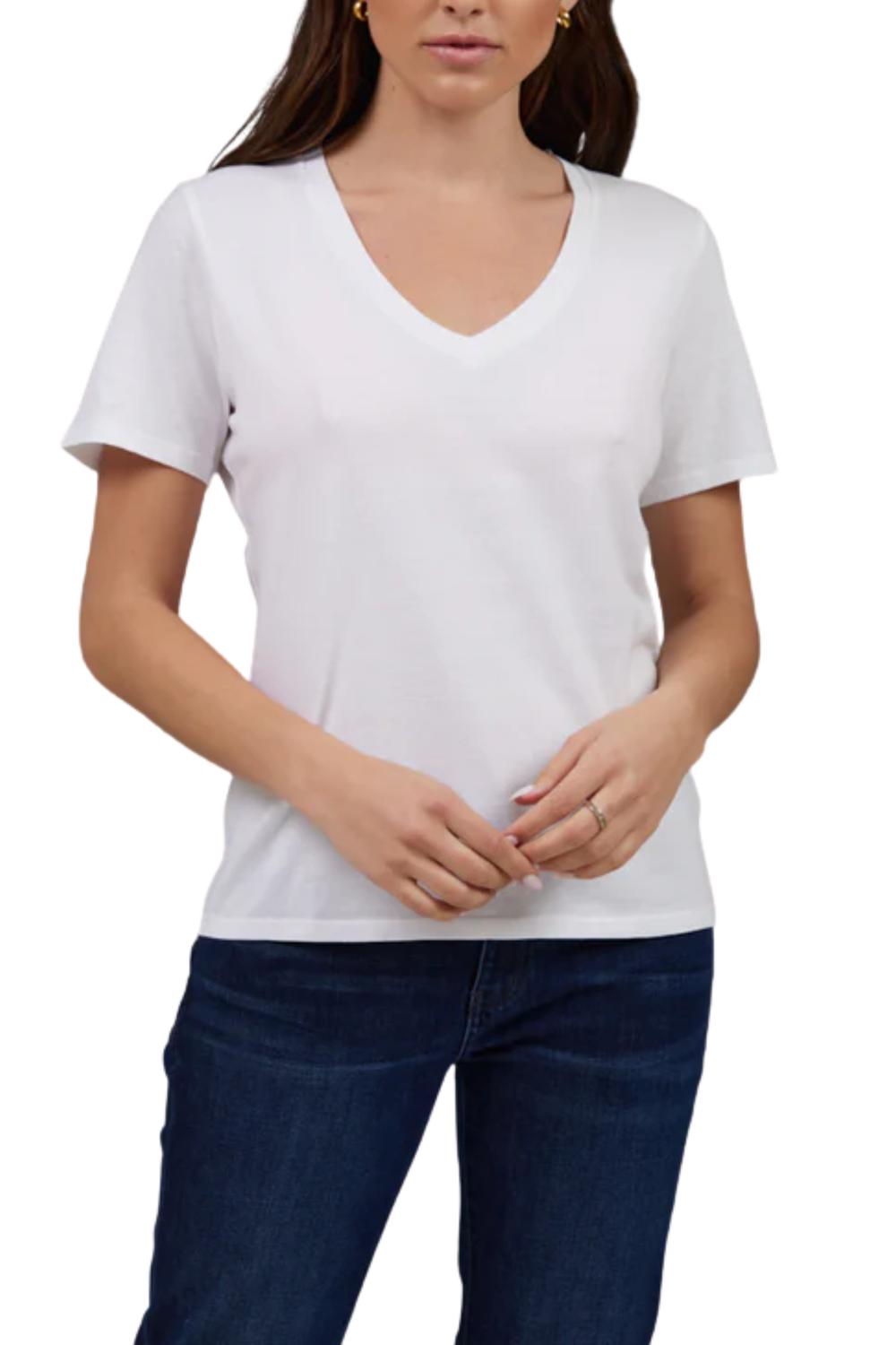 MAJESTIC FILATURES Organic Cotton Silk Touch Vneck Tee in sanguine - women's t-shirt