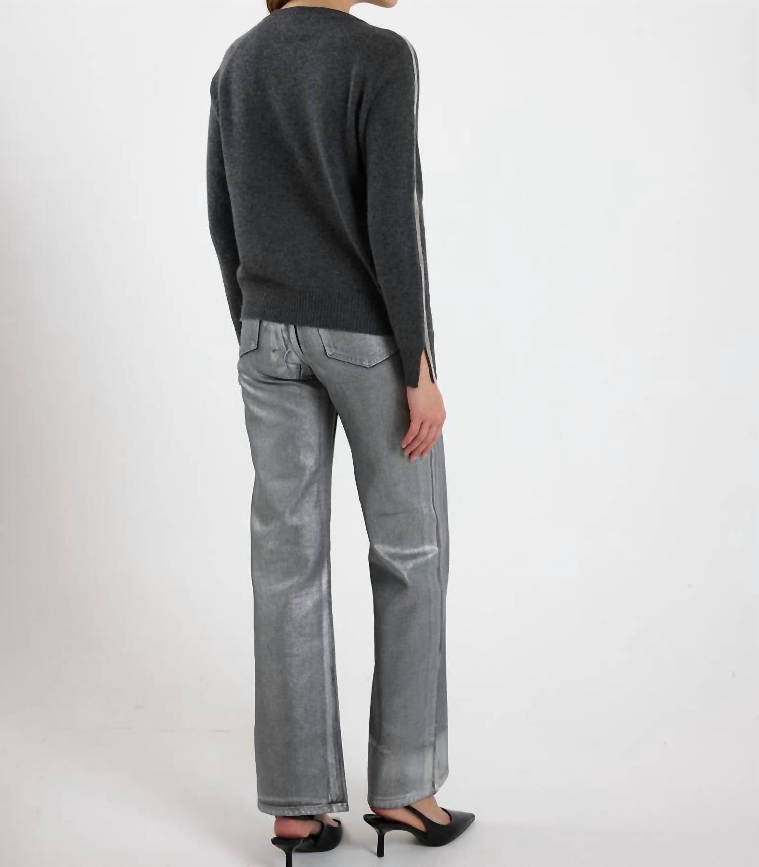 Brodie Cashmere - Glitz Split Cuff Crew Top