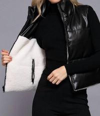 Active Basic - Reversible Faux Leather Crop Vest - Plus